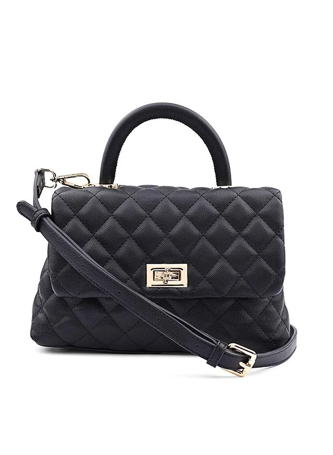 كابلي Women’s Quilted Top Handle Bag with Turn-Lock Closure